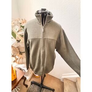 Geoffrey Bean Olive Green Zip Sweater - 100% Cotton - Medium